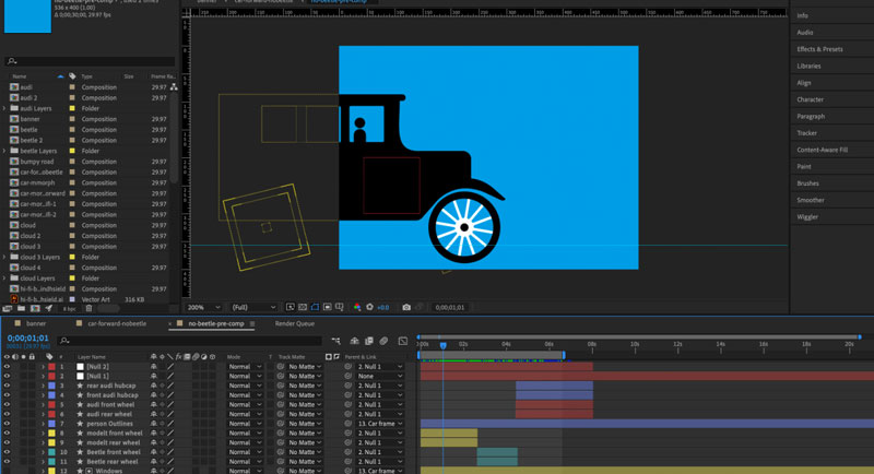 Screenshot of animating on After Effects
