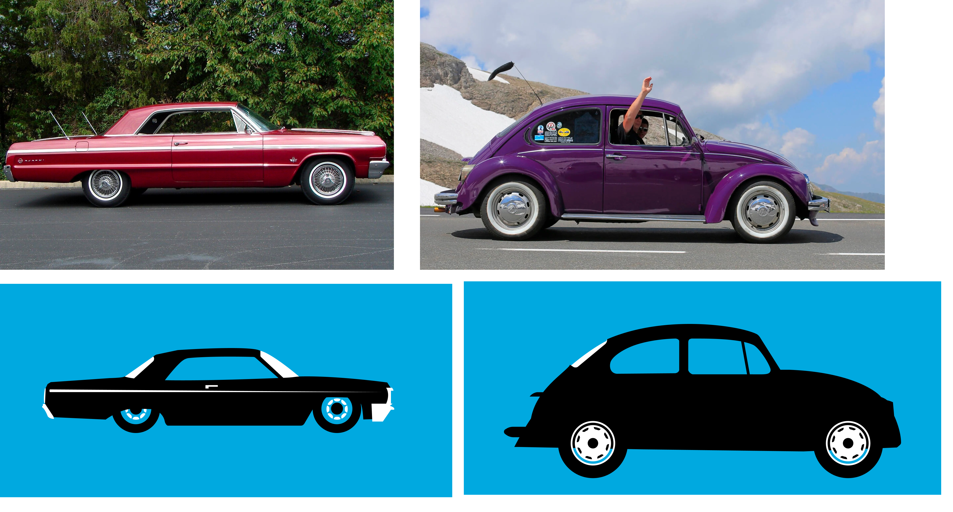 Storyboard of the evolution of automobiles