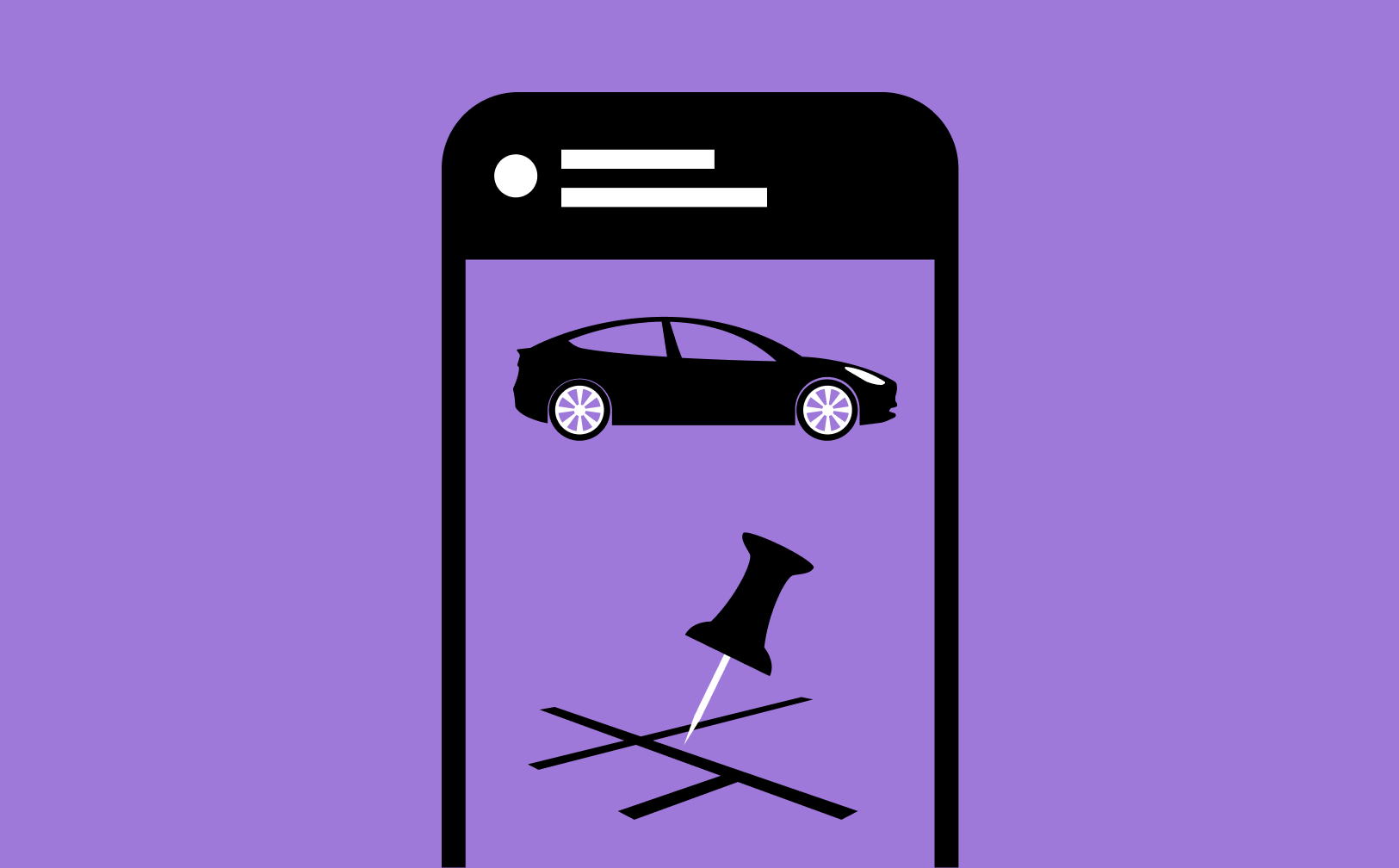 Illustration of a rideshare app User Interface