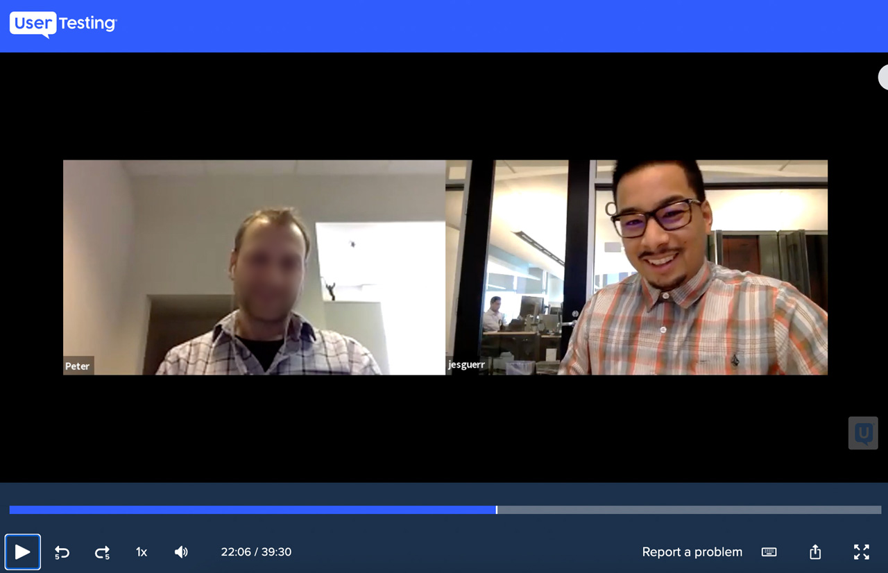 Live user interview via usertesting.com